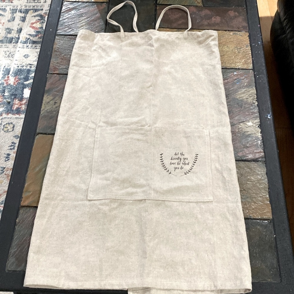 Rae Dunn Classics Tan Linen Blend Apron Unisex Adult Size S/M - Picture 6 of 12